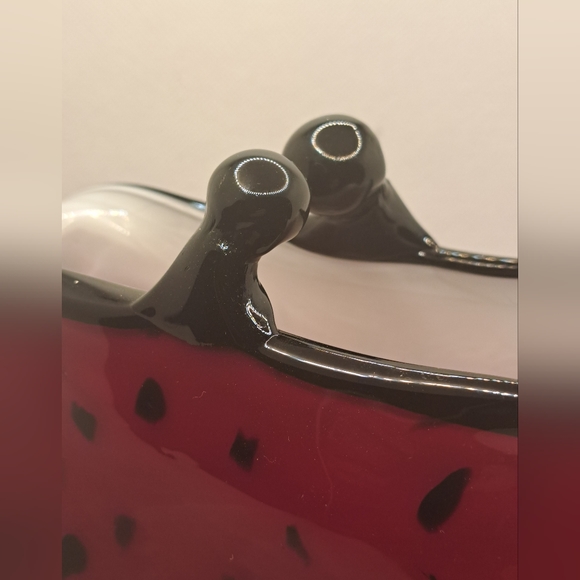 Murano Style Art Glass Red and Black Dots Hand Blown Coin Purse Vase - Picture 5 of 6